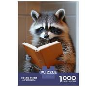 Jigsaw Puzzle for Teenagers 1000 Pieces Raccoon Reading A Book on Toilet Puzzles for Adults Anti-Stress Toys Difficult Hard Birthday And Unique Gifts 70x50cm/1000pcs