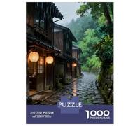Jigsaw Puzzle for Teenagers 1000 Pieces Rainy Japanese Street with Lanterns Puzzle for Adults Hands-on Game Staycation Kill Time Parent-child Interaction 52x38cm/1000pcs