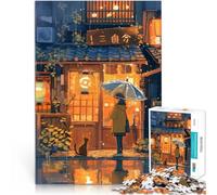 Jigsaw Puzzle for teenagers 1000 Pieces Rainy Night in Japan 鈥1Warm Toned Japanese Mustermontage Geschenkideen75x50cm