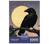 Jigsaw Puzzle for Teenagers 1000 Pieces Raven Under Full Moon Puzzle for Adults Hands-on Game Staycation Kill Time Parent-child Interaction 70x50cm/1000pcs