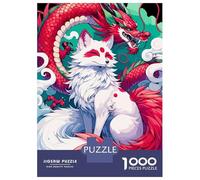 Jigsaw Puzzle for Teenagers 1000 Pieces Red Dragon And White Fox Jigsaws for Adults Hands-on Game Wall Art Unique Gifts for Birthday And Christmas 52x38cm/1000pcs