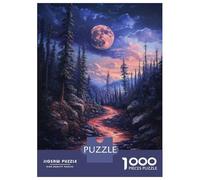 Jigsaw Puzzle for Teenagers 1000 Pieces Red River Under A Full Moon Puzzle for Adults Hands-on Game Staycation Kill Time Parent-child Interaction 38x26cm/1000pcs