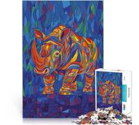 Jigsaw Puzzle for teenagers 1000 Pieces Rhino Pop Art Cubism Style DIY-Spielzeug Geschenke für Freunde und Familie38x26cm