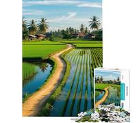 Jigsaw Puzzle for Teenagers 1000 Pieces Rice Paddy Path Adult Jigsaw Hands-on Game Analysis And Logic Birthday And Unique Gifts (Size 38x26cm)