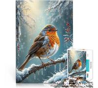 Jigsaw Puzzle for teenagers 1000 Pieces Robin Redbreast Winter DIY-Spielzeug Wanddekoration Einzigartige Geburtstags- und Weihnachtsgeschenke52x38cm