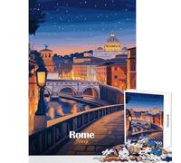 Jigsaw Puzzle for Teenagers 1000 Pieces Rome Cityscape at Dusk Interactive Family Leisure Activity Ideal Festive Holiday Present (38X26cm)