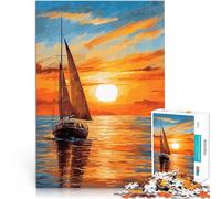 Jigsaw Puzzle for teenagers 1000 Pieces Sailboat Sunset Painting Familienaktivität Verbessern Sie das Gedächtnis38x26cm