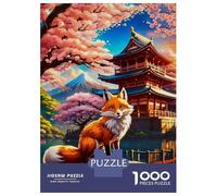 Jigsaw Puzzle for Teenagers 1000 Pieces Sakura Kitsune Fox Puzzles for Adults Anti-Stress Toys Difficult Hard Birthday And Unique Gifts 52x38cm/1000pcs