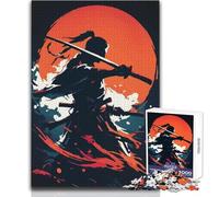 Jigsaw Puzzle for Teenagers 1000 Pieces Samurai Silhouette with Rising Sun Educational Family Game Perfect Decoration Toy Wall Decor Size 50x75cm