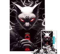 Jigsaw Puzzle for Teenagers 1000 Pieces Samurai Sphynx Cat with Sword Animal Practical Game Challenging Game Toys Gifts Ideas Precision Cutting (Size 50x75cm)
