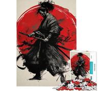 Jigsaw Puzzle for Teenagers 1000 Pieces Samurai Warrior with Dual Swords Help The Brain Exercise Difficult Challenge Family Game Suitable for Ages 14 And Up (38x26cm)