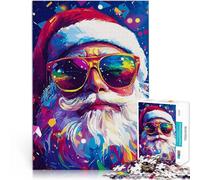Jigsaw Puzzle for teenagers 1000 Pieces Santa Claus in Sunglasses Hands-on-Spiel Einzigartige Wohndekoration und Geschenke75x50cm