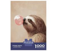 Jigsaw Puzzle for Teenagers 1000 Pieces Sloth Bubble Gum Funny Animal Jigsaws for Adults Hands-on Game Enhance Memory Parent-child Interaction 38x26cm/1000pcs