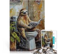 Jigsaw Puzzle for teenagers 1000 Pieces Sloth on Toilet Reading Mustermontage Tolle Geschenke und Spielzeuge52x38cm