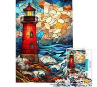 Jigsaw Puzzle for Teenagers 1000 Pieces Stained Glass Lighthouse Puzzles for Adults Relax Games Birthday Present Difficult And Challenge (Size 50x75cm)