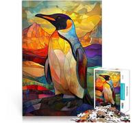 Jigsaw Puzzle for teenagers 1000 Pieces Stained Glass Penguin Family Game for and Every Piece is Unique - Challenging Family Fun Game 50x70cm