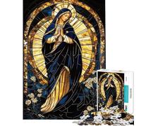 Jigsaw Puzzle for Teenagers 1000 Pieces Stained Glass Virgin Mary Jigsaw Puzzle Relaxing Games Staycation Kill Time for Is Ideal As A Gifts (Size 38x52cm)