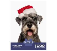 Jigsaw Puzzle for Teenagers 1000 Pieces Standard Schnauzer with Santa Hat Jigsaw for Adults Hands-on Game Analysis And Logic Parent-child Interaction 70x50cm/1000pcs