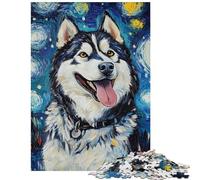 Jigsaw Puzzle for Teenagers 1000 Pieces Starry Husky Smile Hands-on Game for The Whole Family Educational Toy Parent-child Interaction Size 38x26cm