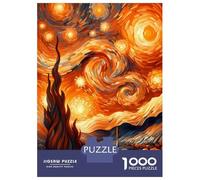 Jigsaw Puzzle for Teenagers 1000 Pieces Starry Night Fire Van Gogh Jigsaws for Adults Toy Wall Decor Staycation Kill Time Parent-child Interaction 38x26cm/1000pcs