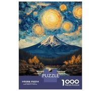 Jigsaw Puzzle for Teenagers 1000 Pieces Starry Night Fuji Mount Adult Jigsaw Relaxing Games Home Decoration Unique Gifts for Birthday And Christmas 70x50cm/1000pcs