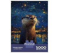 Jigsaw Puzzle for Teenagers 1000 Pieces Starry Night Otter -4 Jigsaws for Adults Toy Wall Decor Staycation Kill Time Parent-child Interaction 38x26cm/1000pcs