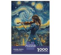 Jigsaw Puzzle for Teenagers 1000 Pieces Starry Night Violinist Jigsaws for Adults Toy Wall Decor Staycation Kill Time Parent-child Interaction 38x26cm/1000pcs