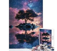Jigsaw Puzzle for Teenagers 1000 Pieces Starry Tree Reflections - Relaxing Games Wall Art Anti-Stress Toys Parent-child Interaction (38x52cm)