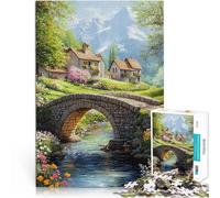 Jigsaw Puzzle for teenagers 1000 Pieces Stone Bridge in a Mountain Village Für Familienspaß Für Paare geeignet52x38cm