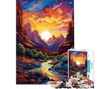 Jigsaw Puzzle for Teenagers 1000 Pieces Summer Evening in Zion Help The Brain Exercise Difficult Challenge Family Game Suitable for Ages 14 And Up (38x52cm)