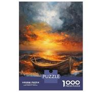 Jigsaw Puzzle for Teenagers 1000 Pieces Sunset Waves Boat Sea Jigsaw for Adults Hands-on Game Analysis And Logic Parent-child Interaction 52x38cm/1000pcs