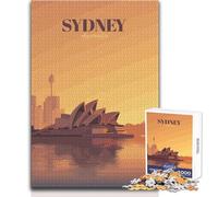 Jigsaw Puzzle for Teenagers 1000 Pieces Sydney, Australia Skyline Illustration Educational Games Precision Cutting Secret Santa Gifts Size 38x26cm