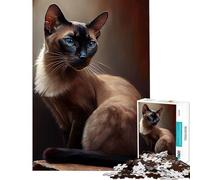 Jigsaw Puzzle for Teenagers 1000 Pieces Thai Cat Oil Paint Practical Game Toys Educational Games Gifts Ideas Tough Challenge (Size 38x26cm)