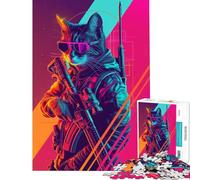 Jigsaw Puzzle for Teenagers 1000 Pieces The Cyber Cat Soldier Difficult And Challenge Birthday Present Educational Game for 14+ Puzzle Game Offered (50x75cm)