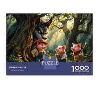 Jigsaw Puzzle for Teenagers 1000 Pieces Three Little Pigs Vs. Big Bad Wolf Jigsaw Puzzle Relax Games Difficult Hard Difficult And Challenge 52x38cm/1000pcs