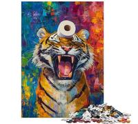 Jigsaw Puzzle for Teenagers 1000 Pieces Tiger Roar with Roll Hands-on Game for The Whole Family Educational Toy Parent-child Interaction Size 75x50cm