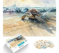 Jigsaw Puzzle for teenagers 1000 Pieces Turtle on Beach Herausfordernd Schwierig Heimdekoration Spielzeug75x50cm