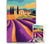 Jigsaw Puzzle for Teenagers 1000 Pieces Tuscan Lavender Fields Mansion Art Impossible Game Family Activities Secret Santa Gifts Size 38x52cm