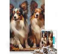 Jigsaw Puzzle for Teenagers 1000 Pieces Two Papillon Dogs Portrait Hands-on Game Decompressing Intellectual Birthday Present Gifts 38x52cm