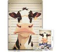 Jigsaw Puzzle for Teenagers 1000 Pieces Udderly Guilty - A Cow's Mugshot Educational Family Game Perfect Decoration Toy Wall Decor Size 50x75cm