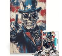 Jigsaw Puzzle for Teenagers 1000 Pieces Uncle Sam Skull Relaxing Games Analysis And Logic Improving Love between Couples 38x26cm