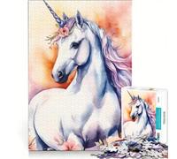 Jigsaw Puzzle for Teenagers 1000 Pieces Unicorn with Flowers Relaxing Games Analysis And Logic Improving Love between Couples 50x75cm