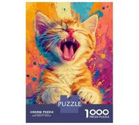 Jigsaw Puzzle for Teenagers 1000 Pieces Vibrant Kitten Yawn Puzzles for Adults Family Games Wall Decoration Birthday And Unique Gifts 70x50cm/1000pcs