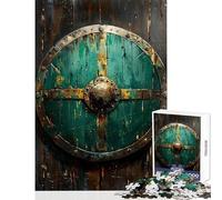 Jigsaw Puzzle for Teenagers 1000 Pieces Viking Shield on The Wall Relaxing Games Wall Art Anti-Stress Toys Parent-child Interaction (50x75cm)