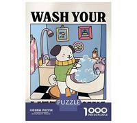 Jigsaw Puzzle for Teenagers 1000 Pieces Wash Your Little Paws Cute Dog Puzzle for Adults Hands-on Game Staycation Kill Time Parent-child Interaction 52x38cm/1000pcs