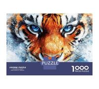 Jigsaw Puzzle for Teenagers 1000 Pieces Watercolor Tiger Portrait with Blue Eyes Puzzle for Adults DIY Toys Analysis And Logic Difficult And Challenge 70x50cm/1000pcs