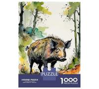 Jigsaw Puzzle for Teenagers 1000 Pieces Watercolor Wild Boar Jigsaws for Adults Toy Wall Decor Staycation Kill Time Parent-child Interaction 70x50cm/1000pcs