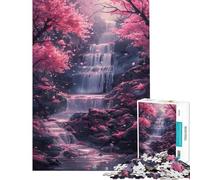 Jigsaw Puzzle for Teenagers 1000 Pieces Waterfall Sakura Trees Adult Jigsaw Hands-on Game Analysis And Logic Birthday And Unique Gifts (Size 38x52cm)