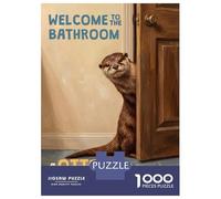 Jigsaw Puzzle for Teenagers 1000 Pieces Welcome to The Bathroom Otter Puzzle for Adults Hands-on Game Staycation Kill Time Parent-child Interaction 38x26cm/1000pcs
