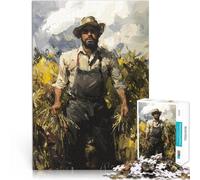 Jigsaw Puzzle for teenagers 1000 Pieces Wheat Field Farmer Staycation: Zeit totschlagen Wohnkunstdekor52x38cm